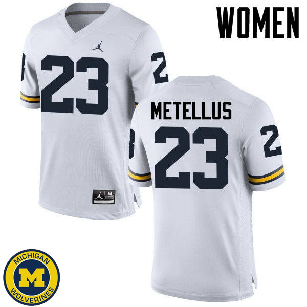 Women Michigan Wolverines #23 Josh Metellus White High School Jersey